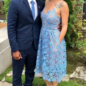 Light Blue Crochet midi dress